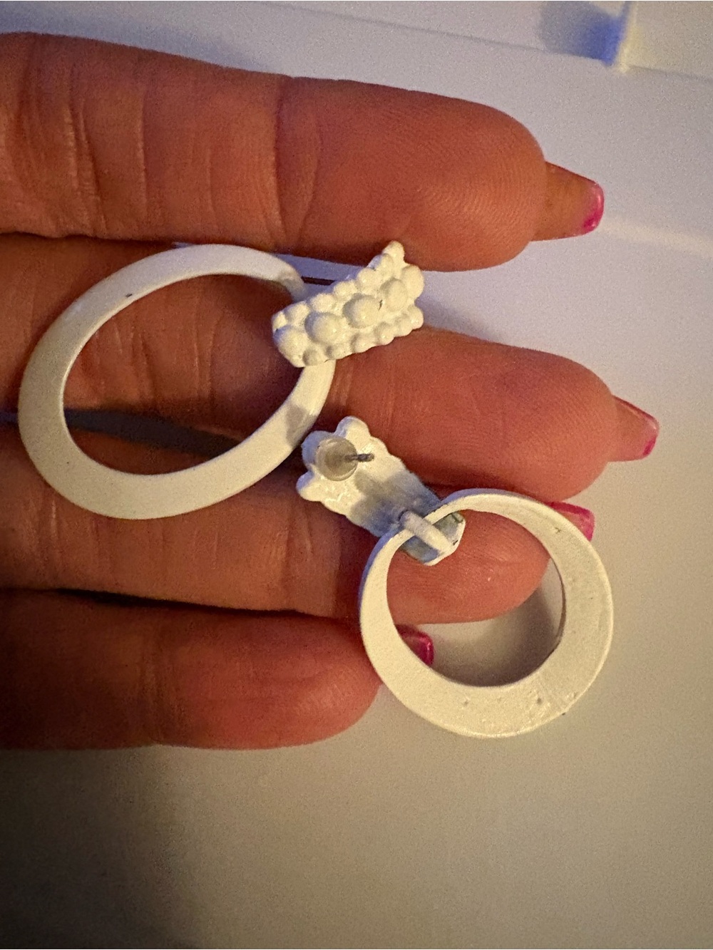 White Hoop Drop Earrings - Women Jewelry